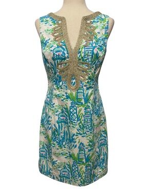 Women’s Lilly Pulitzer Janice Shift Dress High Beams Lighthouse Print Size 6